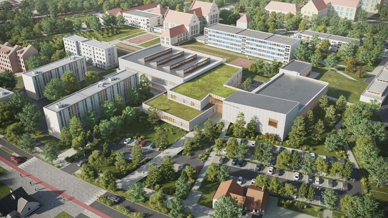 Aerial visualization for Sport Center in Strasbourg, France – project by A3ZO architectural visualizations studio - 3D Renders - Rendering