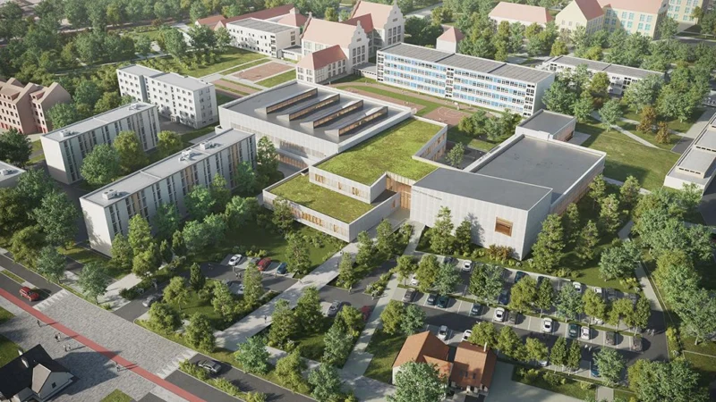 Aerial visualization for Sport Center in Strasbourg, France – project by A3ZO architectural visualizations studio - 3D Renders - Rendering